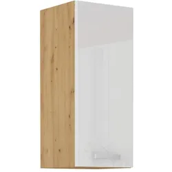 Hängeschrank 30 cm Eiche Artisan + Weiß Hochglanz Küchenzeile Küchenblock Küche
