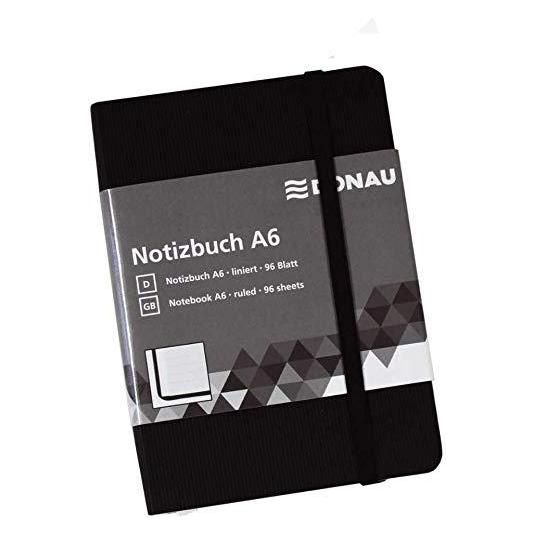 Donau Notizbuch A6 liniert 192 Seiten Leder-Imitat schwarz (A6, Liniert) (330225023)