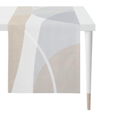 Tischläufer APELT "7402", beige (taupe, grau), B:48cm L:140cm, Obermaterial: 75% Baumwolle, 25% Polyester, Tischdecken, graphisches Design