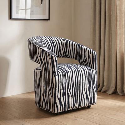 Esofastore Modern Dining Chair w Casters Fully Upholstered Comfortable Seating