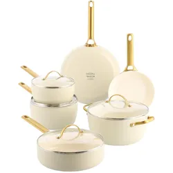 Greenpan Pannenset, Pfannenset + Topfset, Weiss, Gold