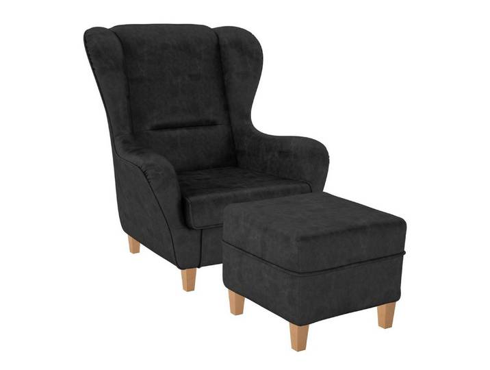 Supellex Ohrensessel Sofia Relaxsessel mit Hocker – Texas Anthrazit