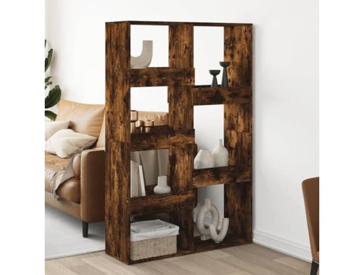 Raumteiler Räuchereiche 100x33x155,5 cm Holzwerkstoff Regal mit 7 Fächern Holzwerkstoff, Räuchereiche, 7 Fächer, feuchtigkeitsresistent, pflegeleicht, vielseitig als Raumtrenner und Regal