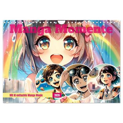 Manga Momente - Mit KI entfachte Manga Magie (Wandkalender 2026 DIN A4 quer), CALVENDO Monatskalender