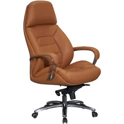 FineBuy Bürostuhl Echtleder Schreibtischstuhl bis 120 kg XXL Design Chefsessel höhenverstellbar