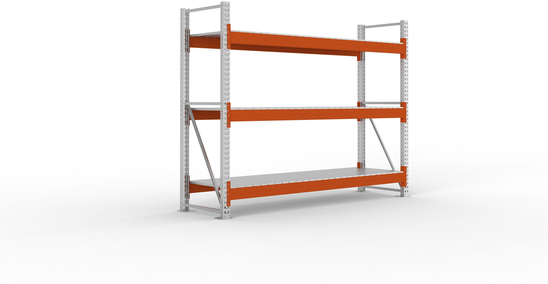 META Großfachregal MULTIPAL S 2200x2700x800 mm, Grundregal mit Stahlpaneelen, verzinkt / rotorange (20077533)