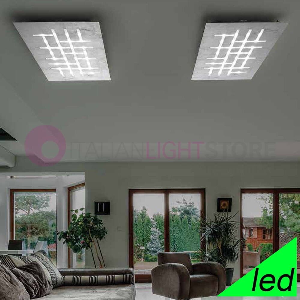 Pattern Maxi Plafoniera Led Moderna Design Ultrasottile L. 80x50 - Ossidato