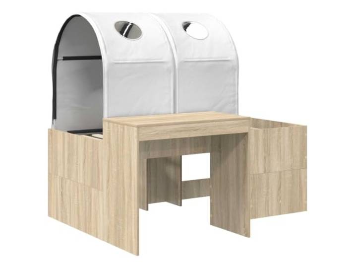 KTHLBRH Bett mit 3 Teilen Eiche und Weiß Minimalistisches Design, klare Linien, elegant, geeignet für jede Einrichtung