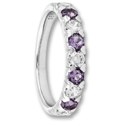 Silberring ONE ELEMENT "Zirkonia & Amethyst Ring aus 925 Silber" Gr. 52, silber, Fingerringe, Damen, 52,mit Zirkonia, Silber 925 (Sterlingsilber), Silberring, Persönlicher Akzent – schlicht, modern, aussagekräftig