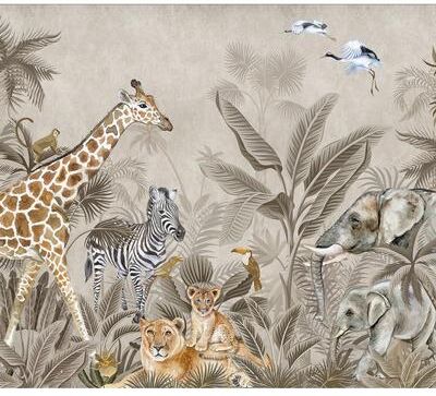 Veer Decor Safari Tales Wall Mural - Taupe