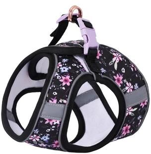 Uplifted Finds Meadow Soft Floral Harness & Leash Set purple Harness m