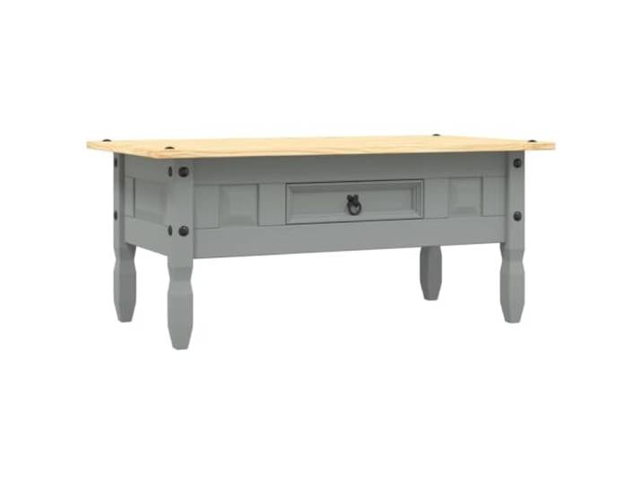 HKLGBVCR Couchtisch, massives Kiefernholz, mexikanischer Stil, Grau, 100 x 55 x 44 cm