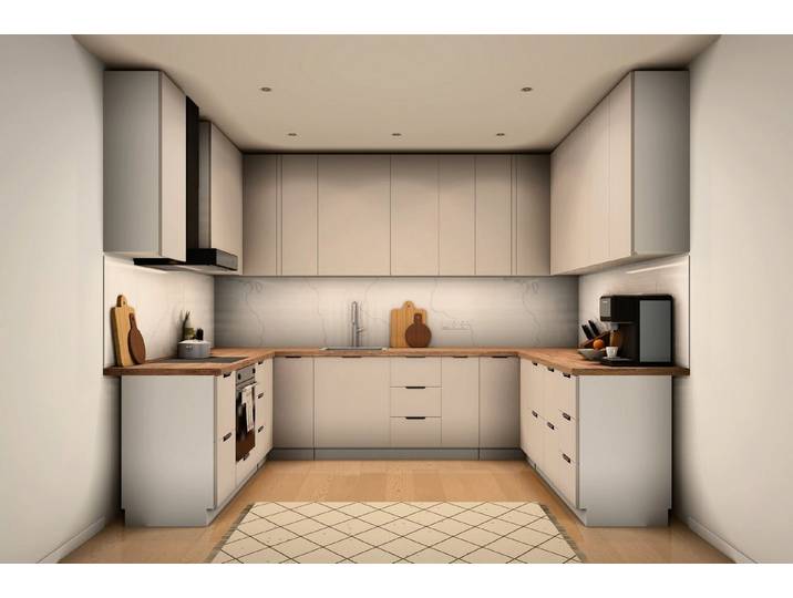 ROYAL24_MARKT Küche U-Küche Sorento Beige & Weiß – 318 × 239 × 239 cm, (Komplett Set)
