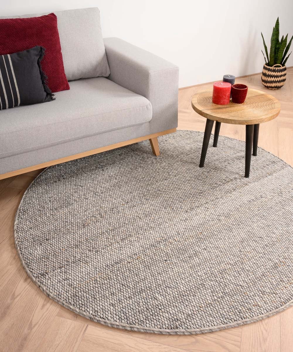 Nordic Weavers Rond wollen vloerkleed - Lichtgrijs
