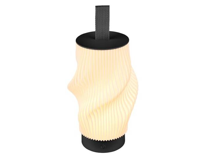 BRILONER - LED Tischlampe kabellos IP44 mit Touch, dimmbar, warmweißes Licht, 3D-gedruckter Lampenschirm, Tischlampe Akku, Nachttischlampe, LED Lampe, Akku Tischleuchte, Leselampe, 14x28 cm, Schwarz