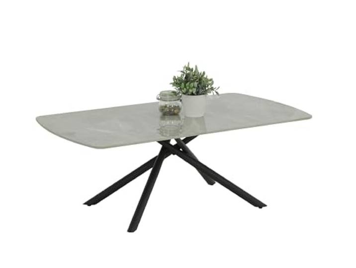 Hela Tische, Couchtisch Fred mit Steinplatte,Dekor Marmor Grau, Spinnengestell Metall Schwarz, 120x68x45cm
