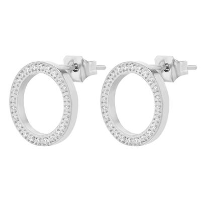 Paar Ohrstecker ADELIA´S "Ohrringe – Ohrstecker aus Edelstahl mit Strass Steinchen", Damen, Gr. Damen, Edelstahl, silber, Ohrringe, Geschenkidee: zeitlos und vielseitig