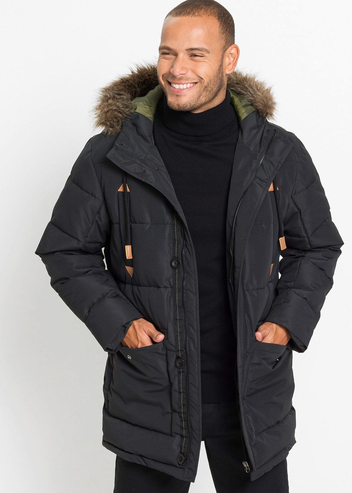 bonprix Gefütteter Funktionsparka, schwarz, Gr.54, Cooler Parka mit Taschen