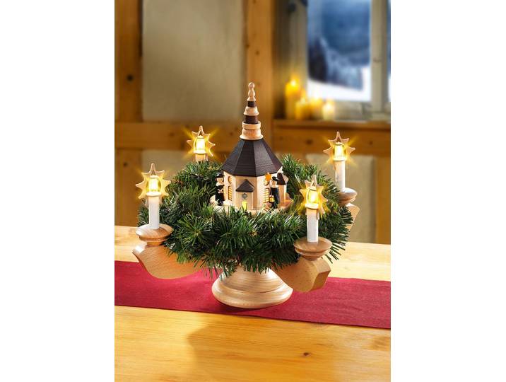 Adventsleuchter aus Holz, Natur