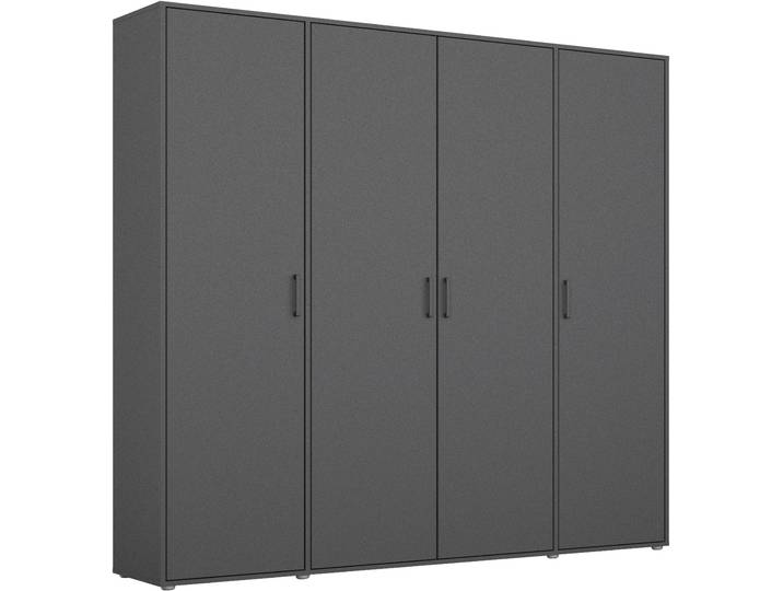 Kleiderschrank RAUCH VOYAGER Garderobe Wäscheschrank Schlafzimmer , grau (graumetallic, griffe graumetallic), B:187cm H:194cm T:53cm, Holzwerkstoff, Schränke, Kleiderschrank, mit 2 modernen Griffvarianten, viel Stauraum MADE IN GERMANY