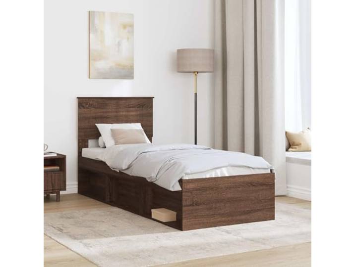 SKTQYQO Bettgestell Eiche Braun 75 x 190 cm Kiefer massiv Modernes Design, klare Linien, robuste Basis, perfekt für zeitgenössisches Zimmer