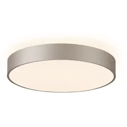Deko-Light LED Wand-/Deckenleuchte MENKAR 40, IP20 IK04, Ø 40cm, direkt-indirekt, 45W 3000/4000K 3500lm, Stahl / PC, silber, gebürstet D-348200