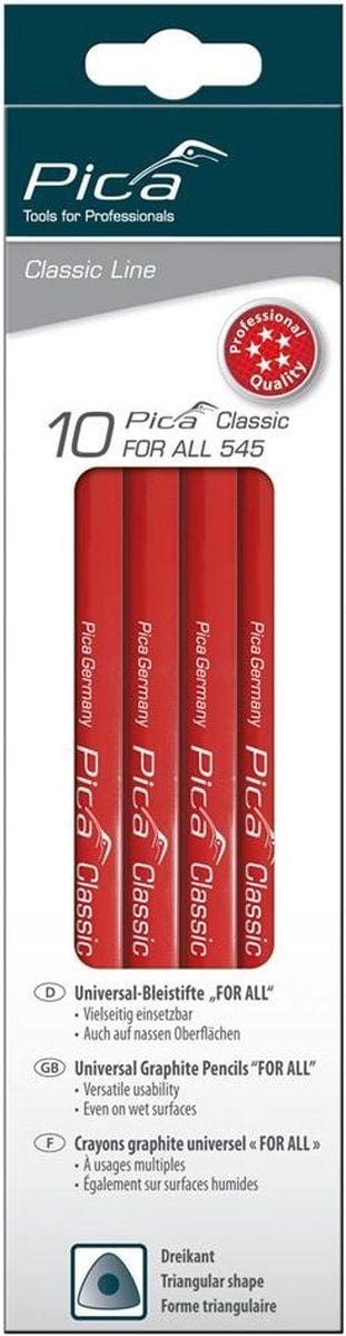 Timmermanspotloden Pica 540/24 met grafiet - 10 stuks - Lengte: 24 cm