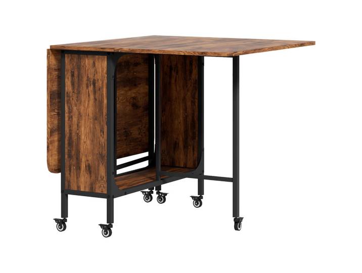 Homcom Esstisch klappbar, Mobiler Klapptisch für 6 Personen, mit Ablage Hellbraun, Dunkelbraun, 80x74x130 cm, Esszimmer, Esstische