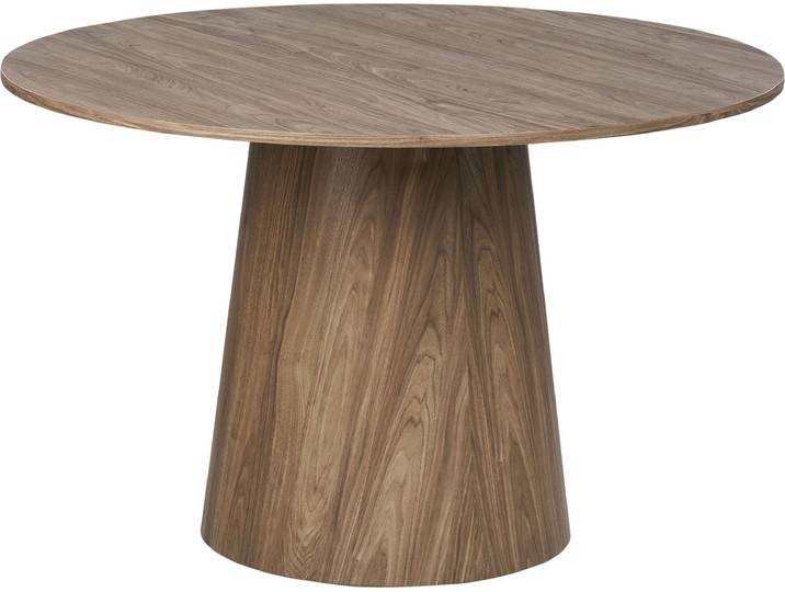 BELIANI Esstisch Dunkles Holz Rund ⌀ 120 cm MDF Tischplatte Holzoptik Säulenfuß Säulentisch Minimalistischer Stil Modernes Design Esszimmermöbel