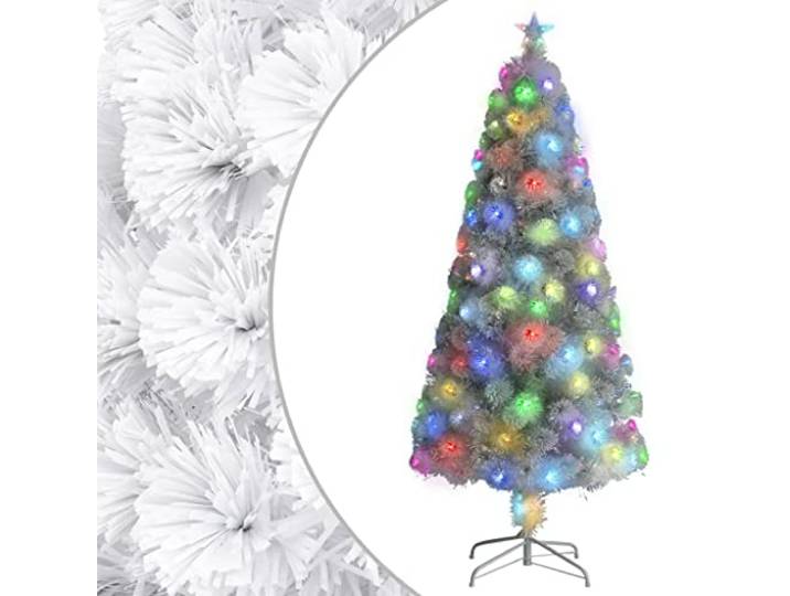 vidaXL Kunstkerstboom met verlichting 150 cm glasvezel wit