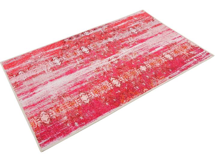 Badematte WECON HOME Sydney , rot (rot, orange), H:6mm, Polyester, Badematten, Badematte, Vintage Orient Stil, Badezimmerteppich, waschbar