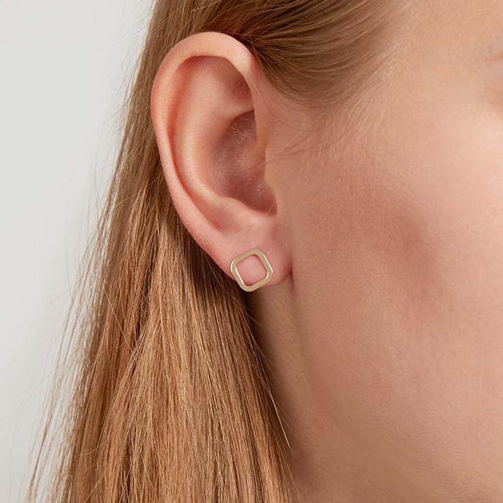 Unique Quadratische Ohrstecker für Damen aus 14K Gold gold
