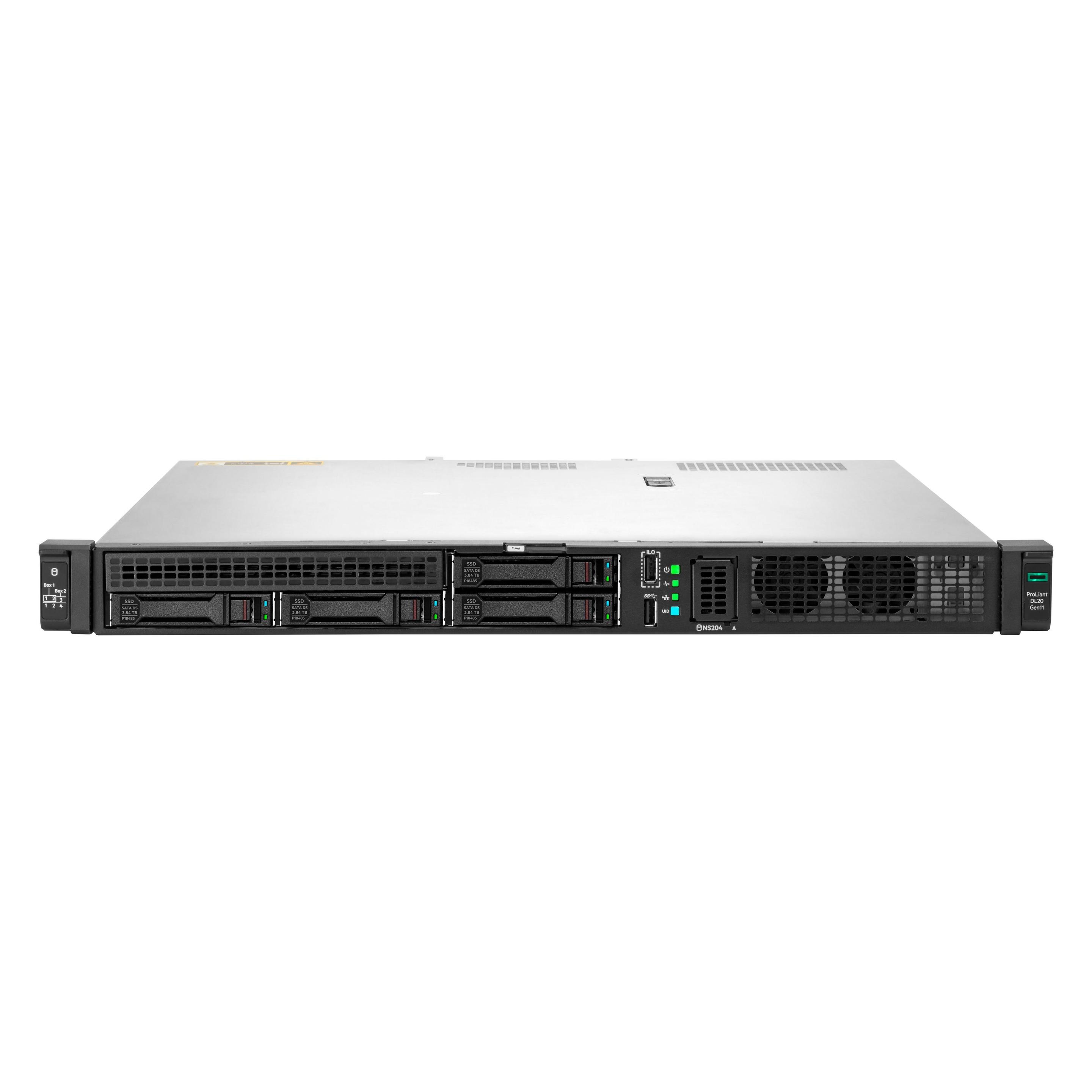 HPE ProLiant DL20 Gen11 6325P 3.5GHz 4c 1P 1x32GB-U 4SFF 2x480GB SSD 1x1000W PS EU Server (Intel Xeon 6325P, 32 GB, Rack Server) (P87465-425)