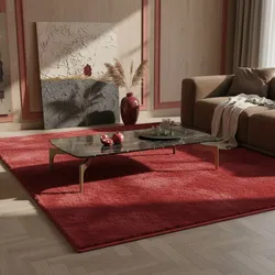 Kurzflorteppich Waschbar NECKAR, einfarbig, Rot, 80 x 250 cm