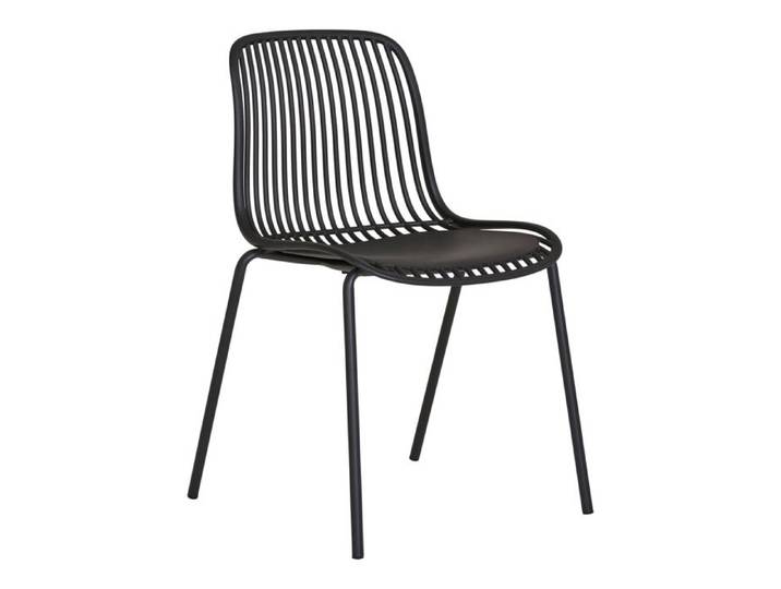 Lot de 4 chaises de salle à manger empilables Branson en polypropylène noir avec pieds en acier - Réf. VK8681847496977