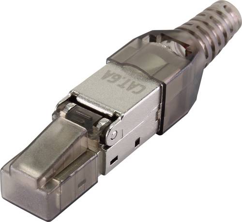 Renkforce CAT6A Feldkonfektionsstecker RF-4538312 Stecker, gerade Polzahl Sensoren 8P8C Schwarz (transparent) 1St.