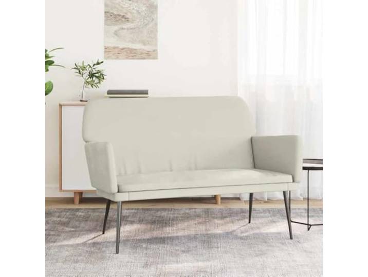 VIHHQGC Sitzbank Creme 108x79x79 cm Samt mit Metallgestell Samtbezug, Metallgestell, schräge Rückenlehne, Armlehnen, Montageanleitung inklusive
