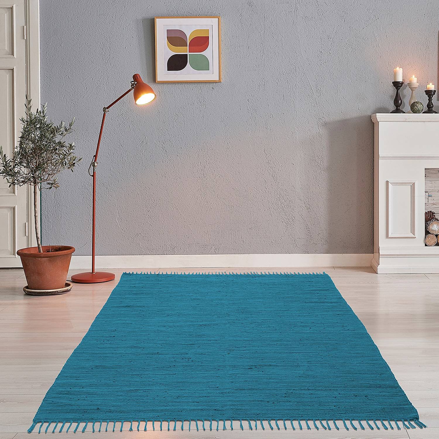 home24 Vloerkleed Happy Cotton turquoise, 70 x 140 cm