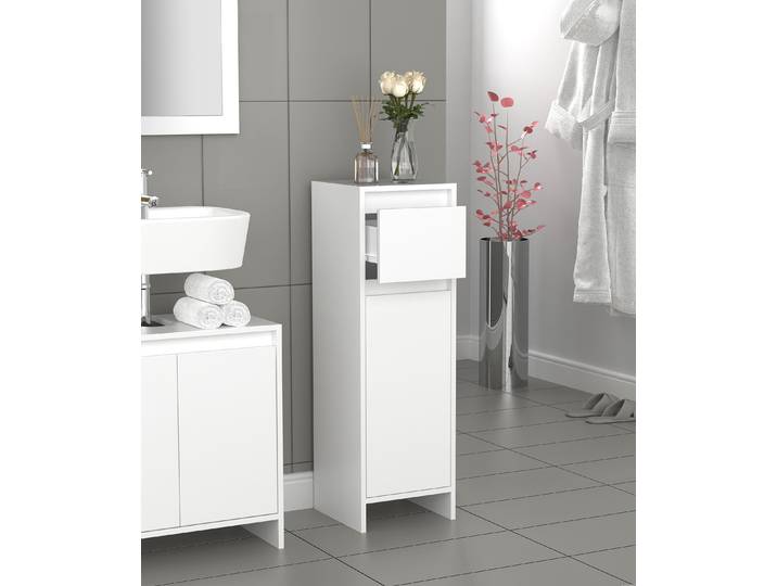 Meuble midi Malira 30 x 95 x 30cm Blanc/Blanc/Blanc