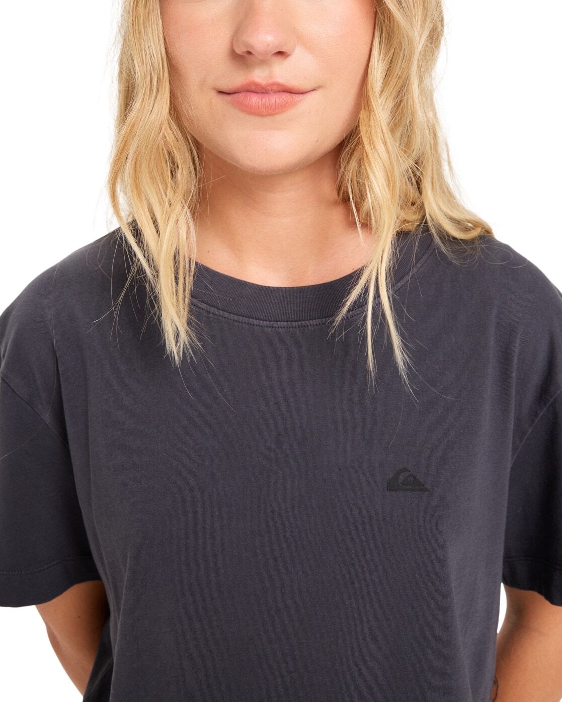 T-Shirt QUIKSILVER "Essential", Damen, Gr. S, grau (tarmac), Obermaterial: 100% Baumwolle., Shirts T-Shirt tarmac S