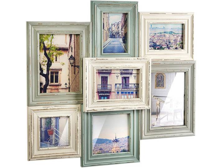 Galerierahmen LOCKER Collage , bunt, B:54cm T:3cm, MDF, Bilderrahmen, Galerierahmen, Vintage für 7 Bilder