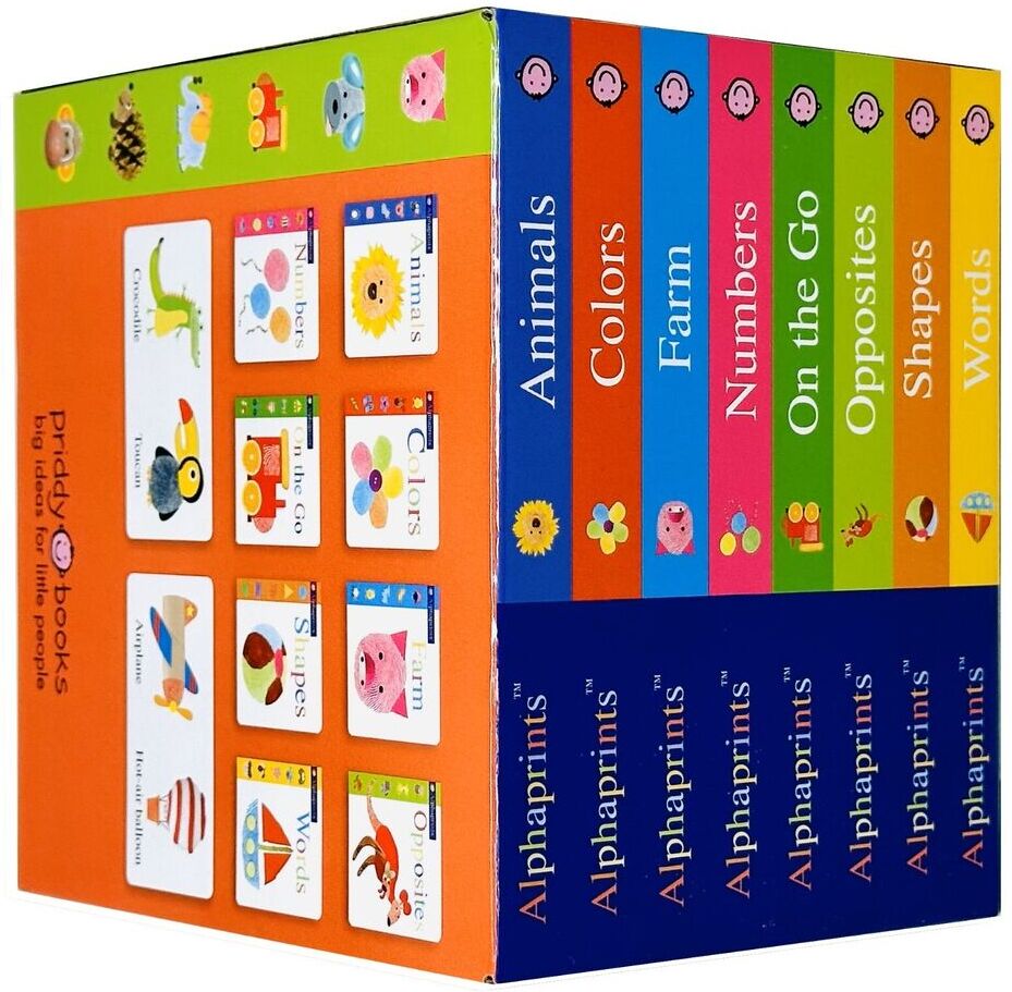 Priddy Books Alphaprints Library 8 Board Books Box Set by Roger Priddy - Ages 0-3 - Touch and Feel Early Learning Books