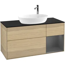 Villeroy & Boch Waschbeckenunterschrank Finion G95, Eckig Oak Veneer, 1200x603x501mm, mit Beleuchtung und SoftClosing