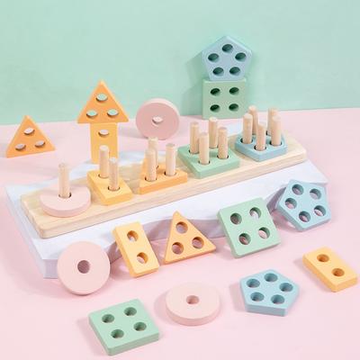 JoyToys Montessori Wooden Sorting Toy Color Matching Stacking Puzzle For Fine Motor Skills Montessori Wooden Sorting Toy Color Matching Stacking Puzzle For Fine Motor Skills