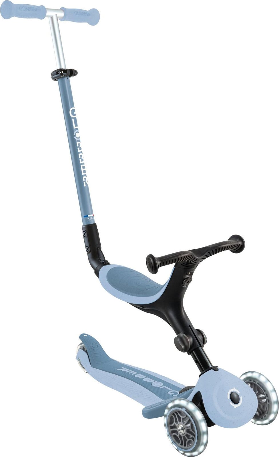 Globber Go-Up Active Lights Eco 3-in-1 driewieler, loopfiets en scooter - Blauw