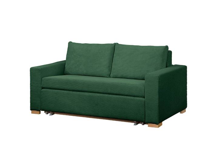 Schlafsofa Basic Grün/Tannengrün Cordstoff Poppy 153cm mit Schlaffunktion Modern