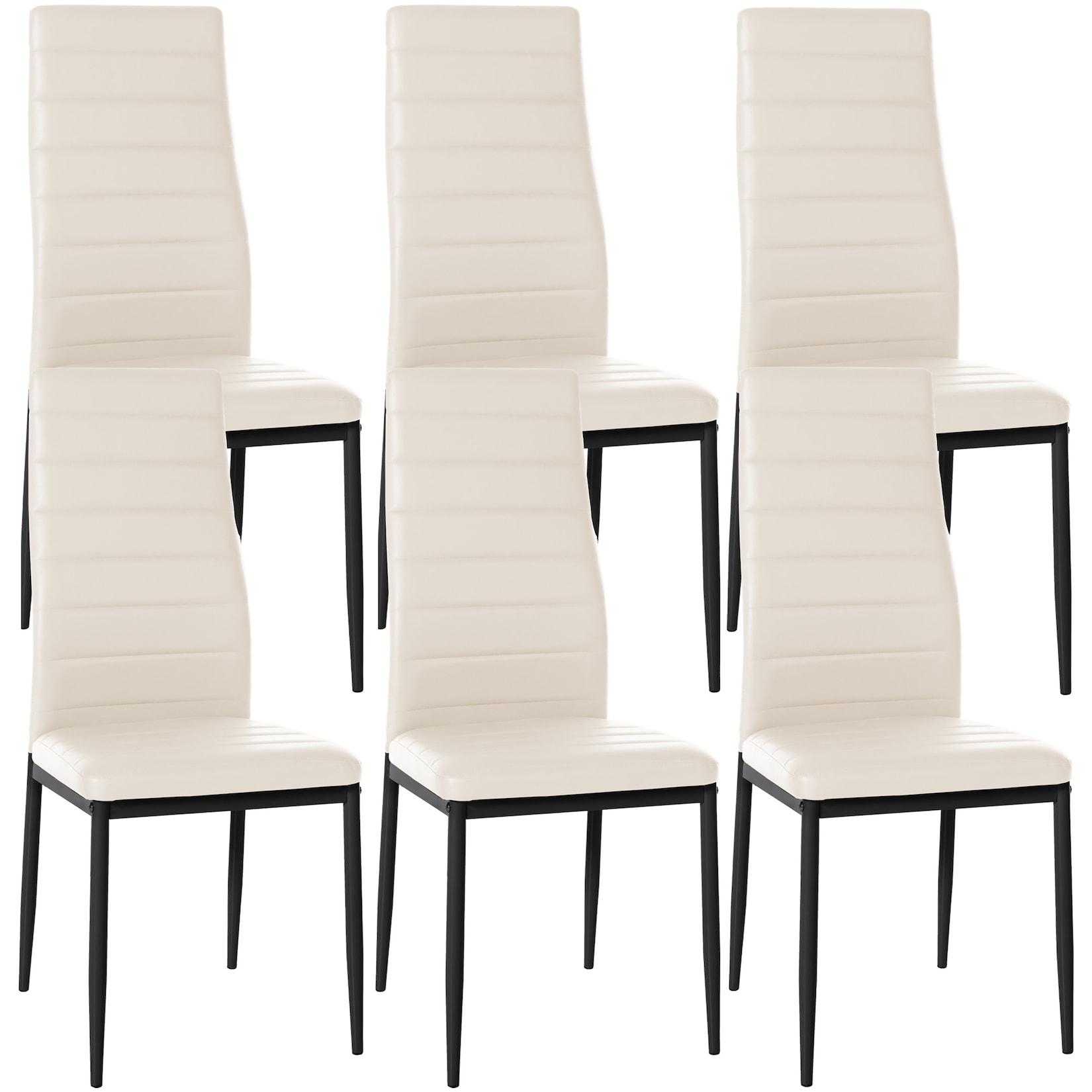 CLP 6er Set Esszimmerstühle Mayfair Kunstleder Farbe: creme, Material: Kunstleder