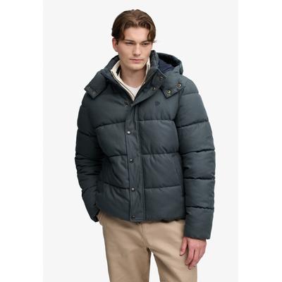 Steppjacke SUPERDRY "PREMIUM HOOD CHECK PUFFER JKT", Herren, Gr. L, olive, navy check, Jacken Steppjacke, Materialmix, relaxed fit