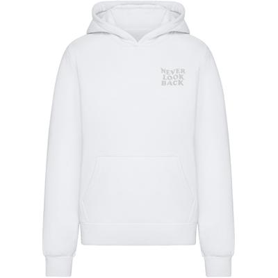 Kapuzensweatshirt MISS TEE "Miss Tee Never Look Back Ladies Fluffy Hoody", Damen, Gr. XS, weiß, 70% Baumwolle, 30% Polyester, bedruckt, Rundhals, Sweatshirts