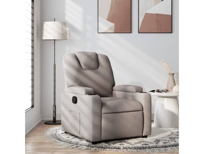 Chaise de relaxation Moderne - Fauteuil inclinable - Taupe Tissu 19 95Kg FR2023